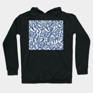 Vintage floral lace (blue invert) Hoodie